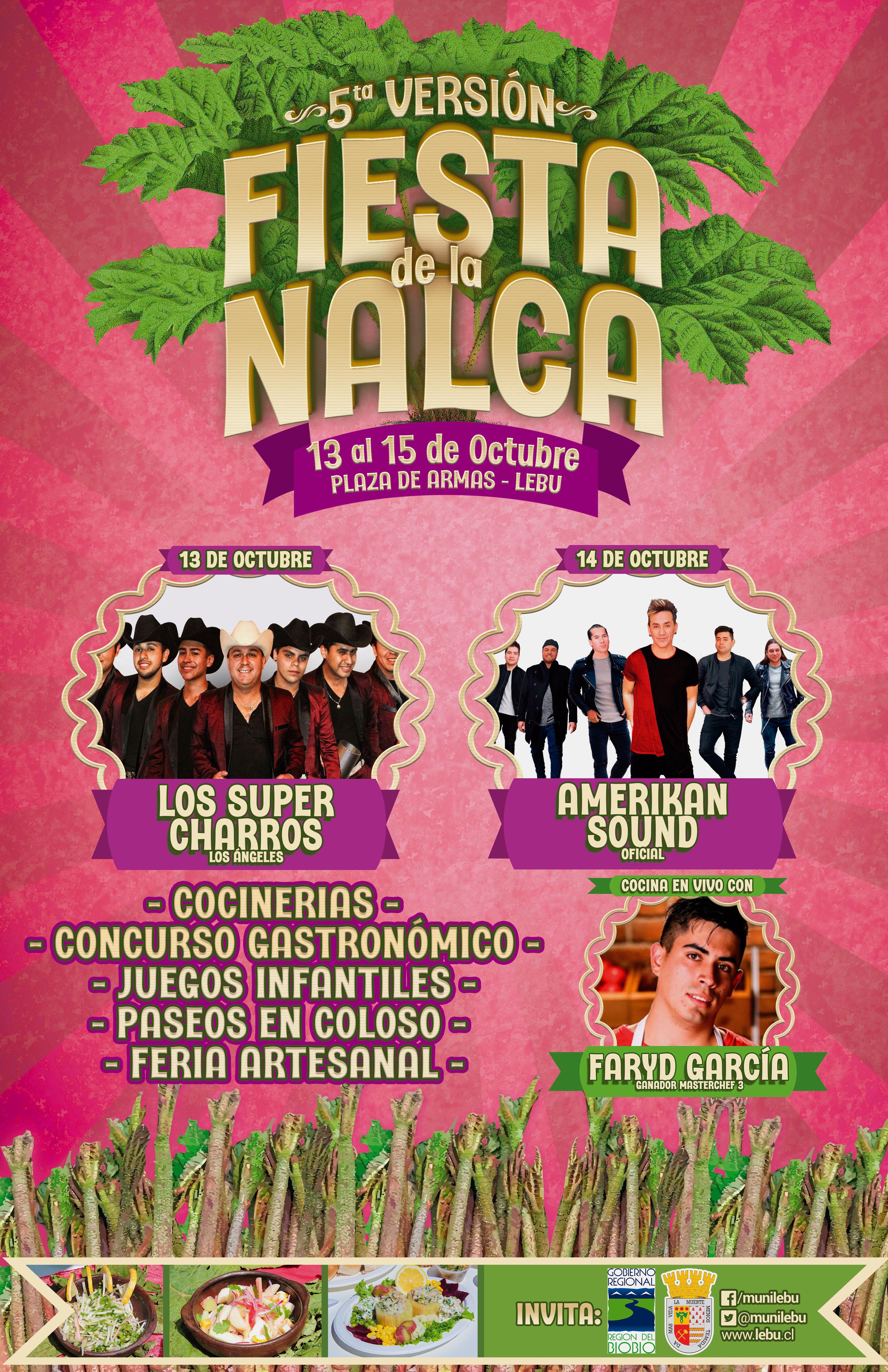 MUNICIPALIDAD DE LEBU INFORMA QUE POR PRONOSTICO DE LLUVIA LA "FIESTA DE LA NALCA" SE REALIZARÁ DEL 13 AL 15 DE OCTUBRE.
