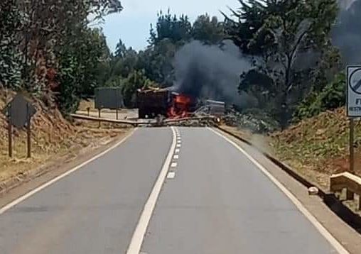 Desconocidos incendian camión en Cura Quidico