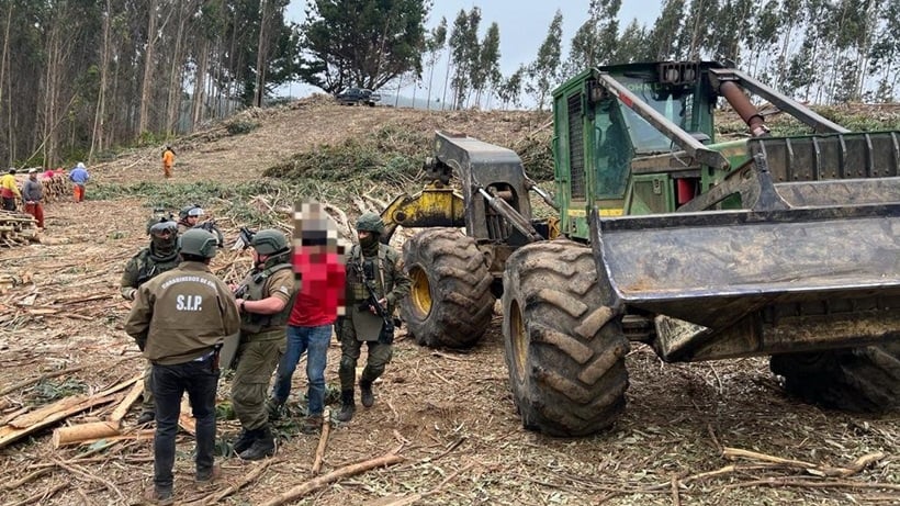 Detuvieron a un trabajador forestal que estaba operando una maquinaria que habia sido robada en Curanilahue